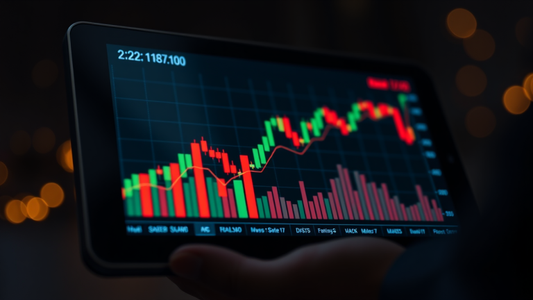 Dicas para lidar com períodos de queda na bolsa Gráfico financeiro dinâmico em alta resolução com linhas e símbolos que se adaptam em tempo real, representando a flexibilidade e a análise estratégica em períodos de queda na bolsa