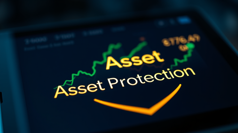 Tela de tablet com dashboard financeiro dinâmico, exibindo linha gráfica verde e dados visuais detalhados, destacando a importância de proteger o patrimônio em tempos de incerteza.