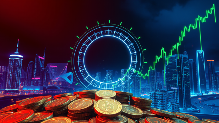 Halving do Bitcoin: O ciclo de 4 anos que define a escassez digital Ilustração 3D futurista de uma roda dentada digital representando o ciclo de Halving do Bitcoin, com bitcoins em 3D flutuando ao redor e luzes neon azuis e verdes brilhantes