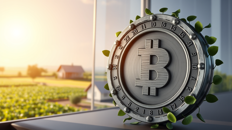 CRA e CRI: O risco de crédito privado que paga mais que o banco Ilustração 3D de um cofre de aço com uma combinação de números e símbolos, cercado por uma coroa de folhas verdes, simbolizando a segurança e o crescimento dos investimentos em recebíveis.