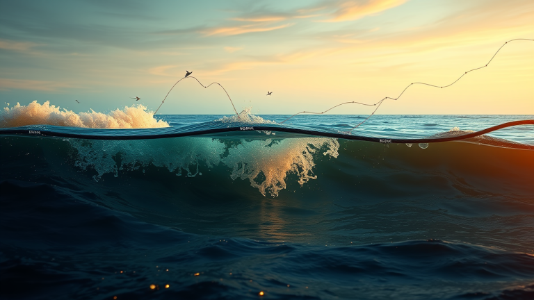 Viés da Ancoragem: Por que ficamos presos ao preço que pagamos? Ilustração surrealista de uma âncora antiga submersa em um oceano, conectada a barcos e objetos por cordas invisíveis.