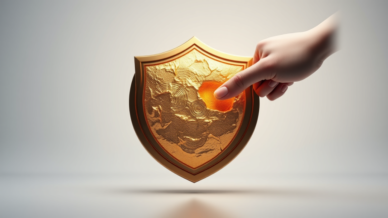 Come-Cotas em Fundos de Renda Fixa: O impacto tributário silencioso Imagem 3D de uma safra de ouro protegida por um escudo, com uma parte removida, simbolizando o impacto tributário silencioso em fundos de renda fixa.