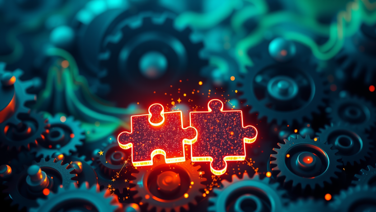 Ilustração 3D futurista de interconexões financeiras dinâmicas com fusões corporativas em andamento.