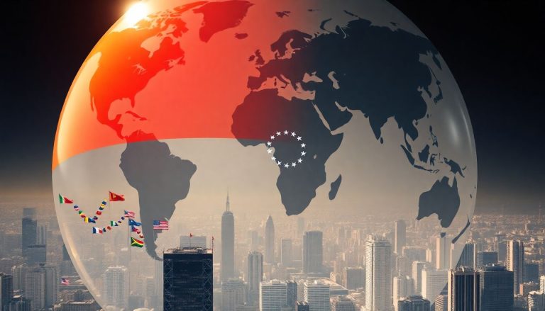 Ilustração de uma esfera de vidro com lente de aumento sobre um mapa do Brasil, representando o 'Home Bias' e a tendência de investir em ativos domésticos.